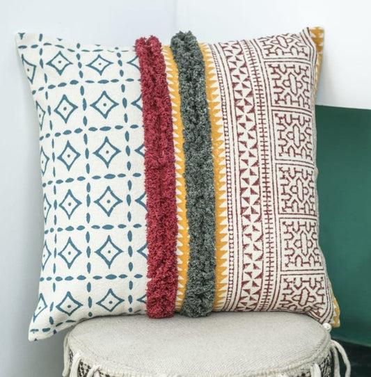 Tufted Cushion Cover_Red&Green