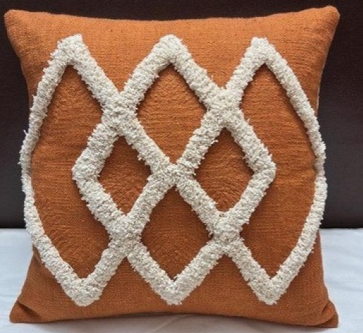 Tufted Cushion Cover_Brown&White