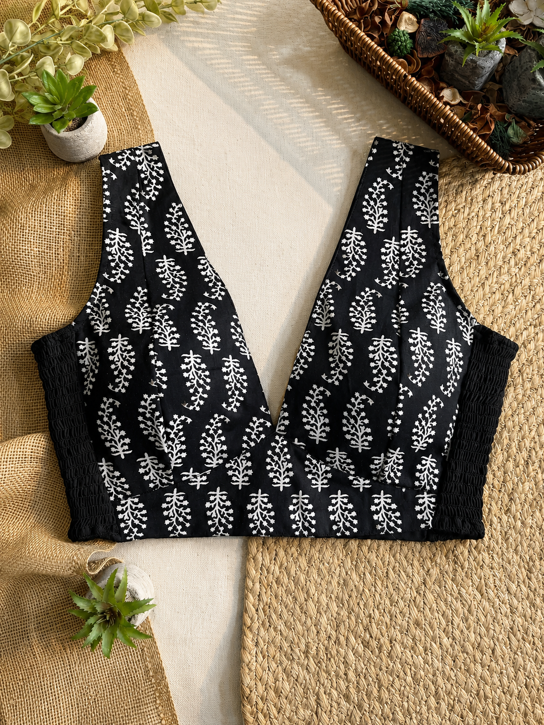 Comfort Fit V Neck Blouse - Black