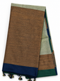 Khaadi Cotton Saree - Black&Green&Mustard
