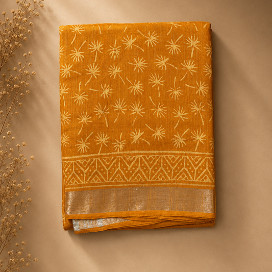 Linen saree - Yellow