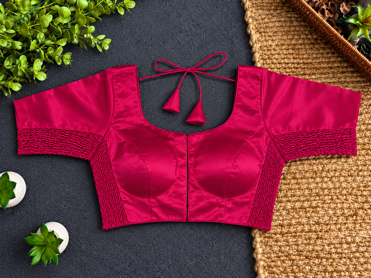 Gaji Silk Stretchable Blouse - Pink (36-40)