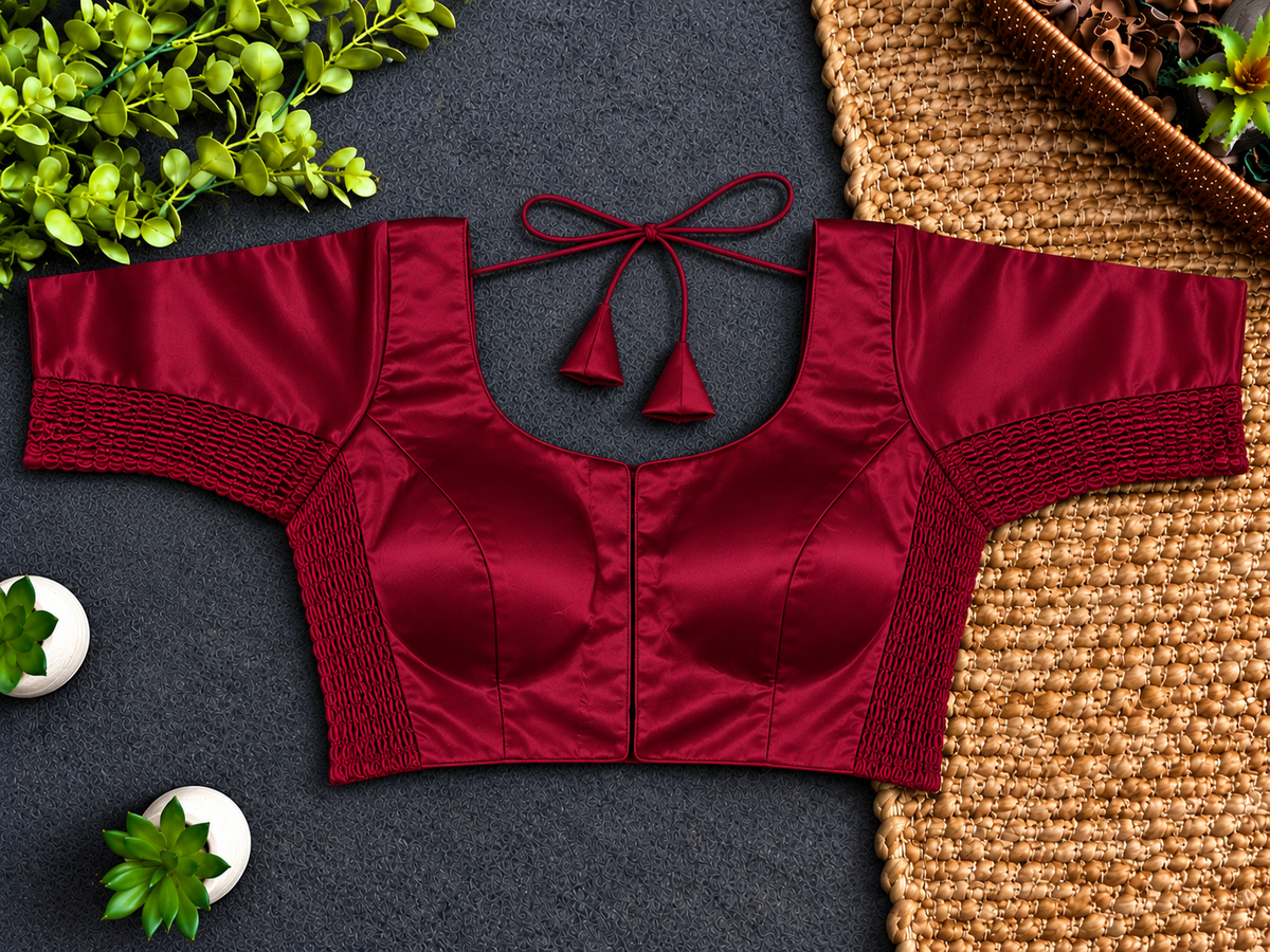 Gaji Silk Stretchable Blouse - Maroon(32-34)