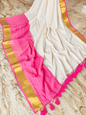 Mulcottonsaree - White&Pink