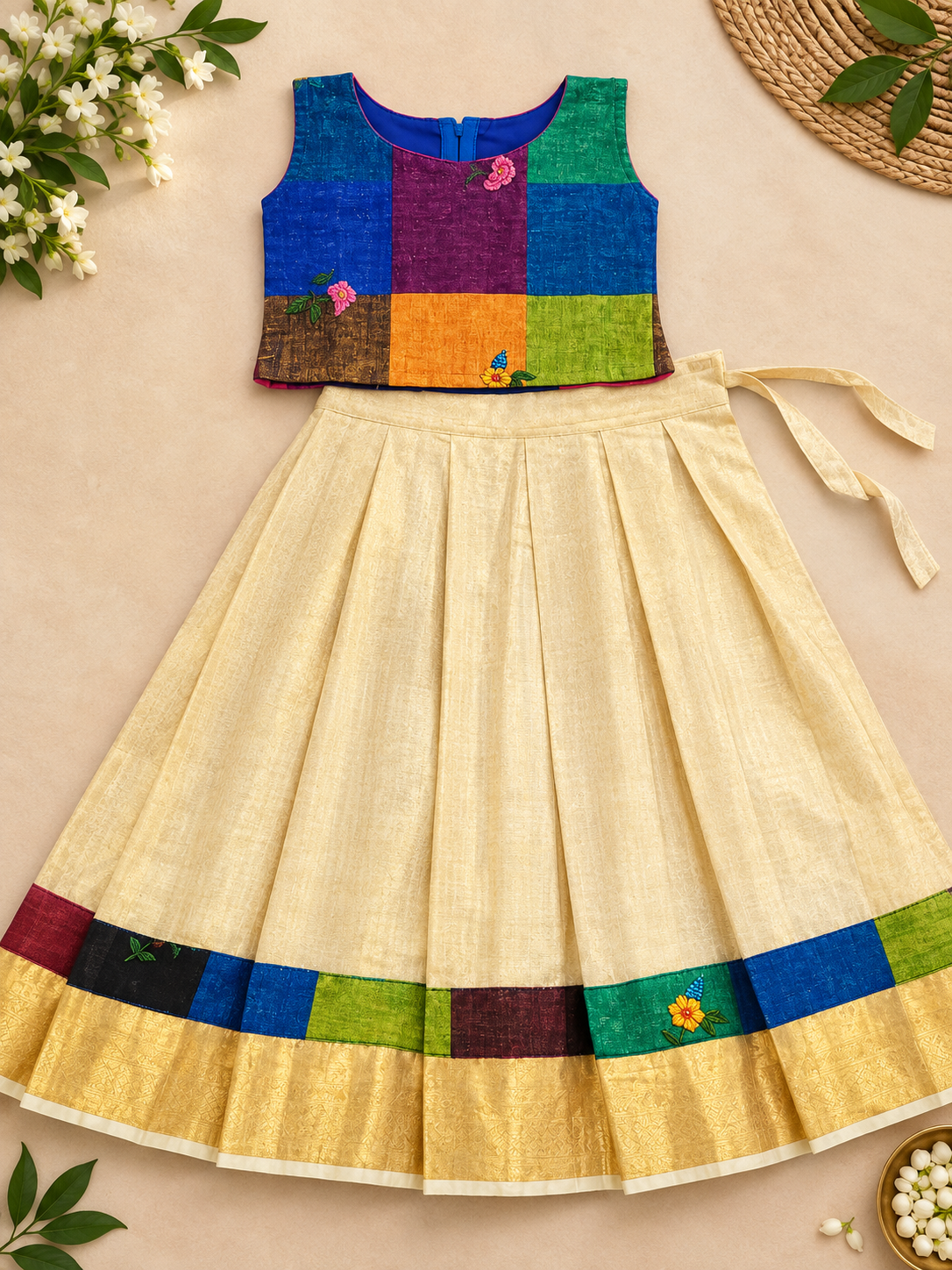 Kids - Madras Check cotton Pattupavadai (ರೇಷ್ಮೆ ಲಂಗ ಬ್ಲೌಸ್)