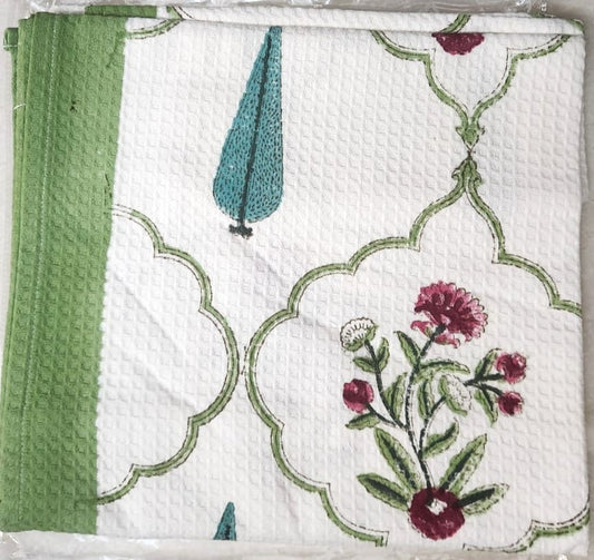 Hand block printed towel_green