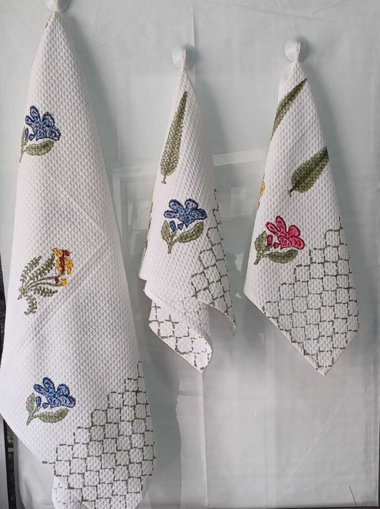 Hand block printed towel_floral print3