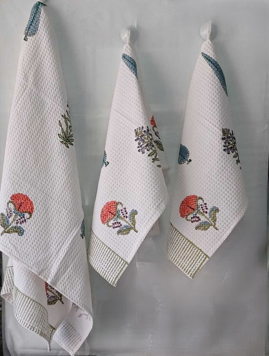 Hand block printed towel_floral print2