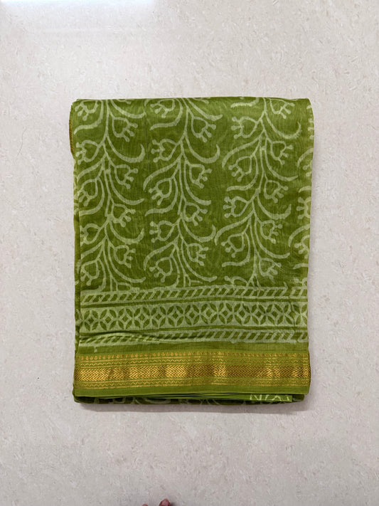 Maheshwari Cotton Saree - Green