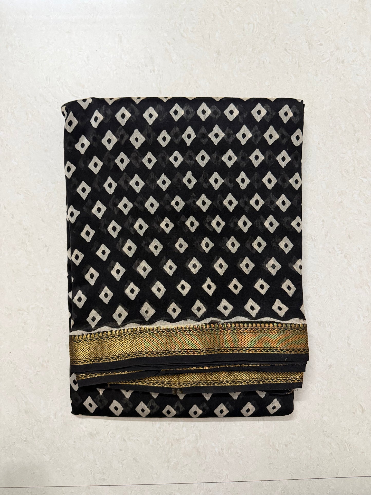 Maheshwari Cotton Saree - Black&White
