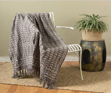 Handblock printed Sofa throw_Moonstone Arrow