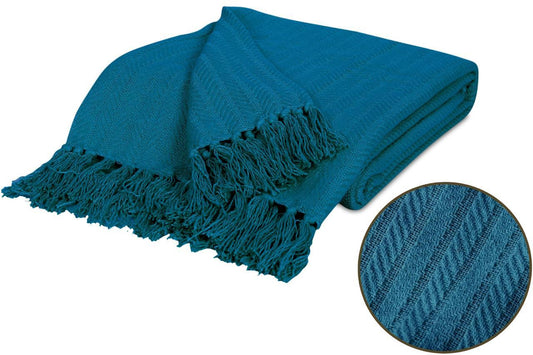 Waffled Sofa Throw - Blue