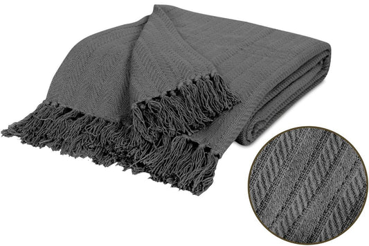 Waffled Sofa Throw - Grey