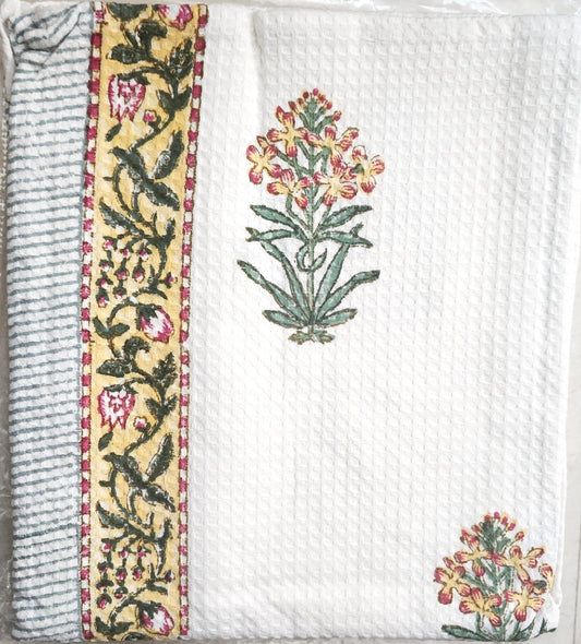 Hand block printed towel_floral print1