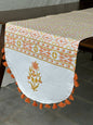 Handblock printed table runner_Orange with tassles