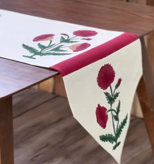 Handblock printed table runner_Marroon
