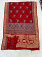 Ajrakh Dola Silk Sarees (Red Cow print)