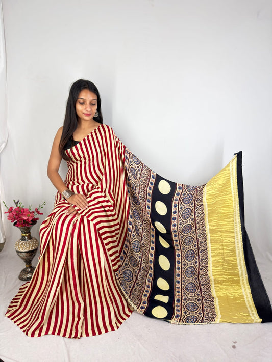 Modal Silk (red & cream stripes)