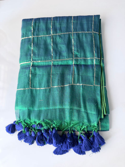 Khaadi Tissue with Sequin work(Peacock Green)