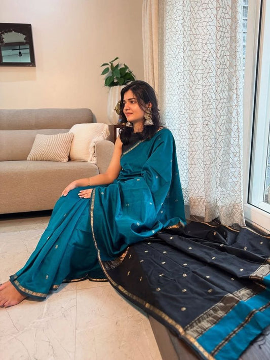 Maheshwari Silk - Blue&Black