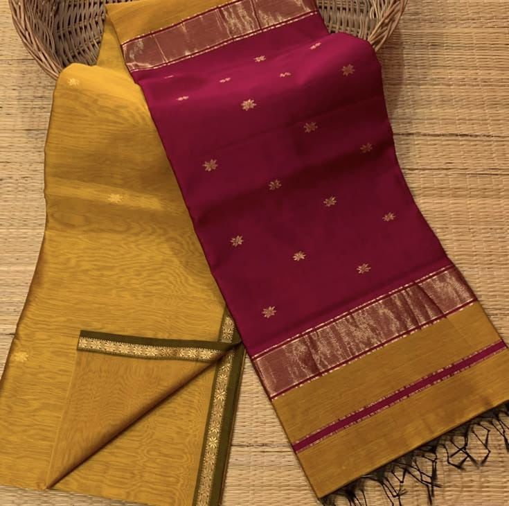 Maheshwari Silk - Yellow&Maroon