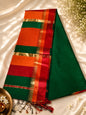 Maheshwari Silk - Green with orange (temple border)