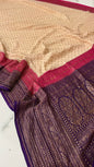 Banarasi Khadi Crepe Silks - Beige&Pink&Purple(3D)