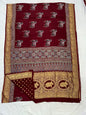Ajrakh Dola Silk Sarees (Maroon, cow print)