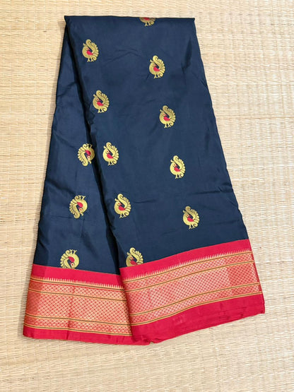 Paithani Silk saree (Meenakari) - Black&Red