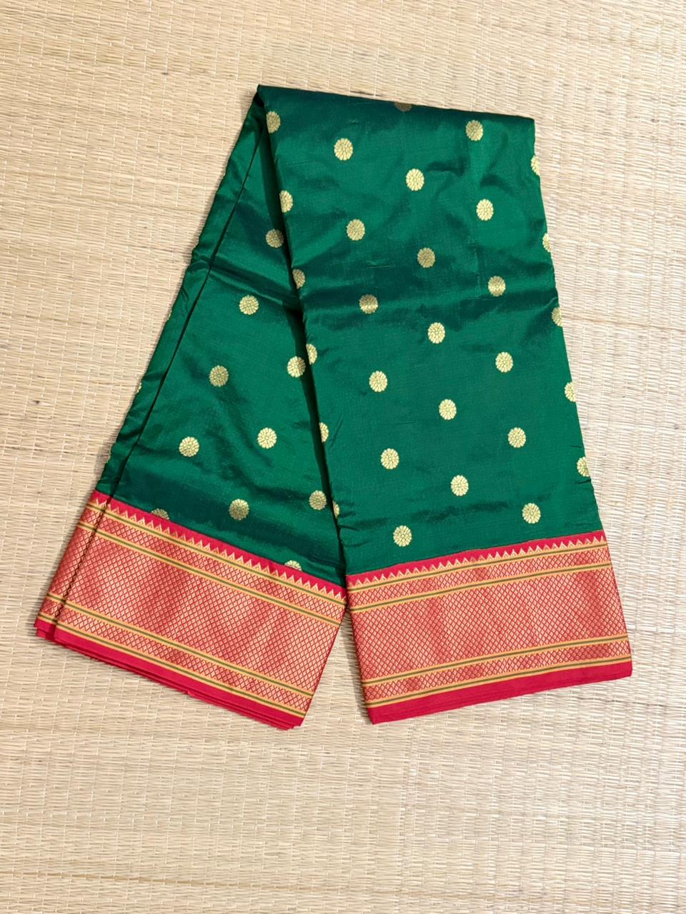 Paithani Silk saree (Butta) - Green&Red
