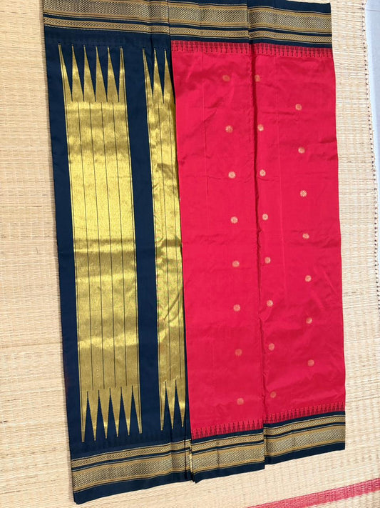 Ilkal Silk saree (Butta) - Red&Black