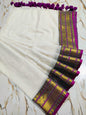 Mulcottonsaree - White&Violet