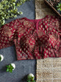 Comfort Fit Ajrakh Print Stretchable Blouse - Maroon (Size 32-36)