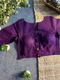 Plain Cotton Stretchable Blouse (V Neck) - Purple(Size 36-40)