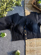 Plain Cotton Stretchable Blouse (V Neck) - Black (Size 36-40)