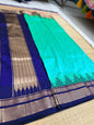 Ilkal Silk saree (Small Butta with temple border) - OceanBlue&Navyblue