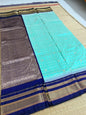 Ilkal Silk saree (Checks+Butta) - OceanBlue+NavyBlue