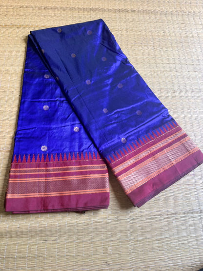 Ilkal Silk saree (Butta) - Blue&Red