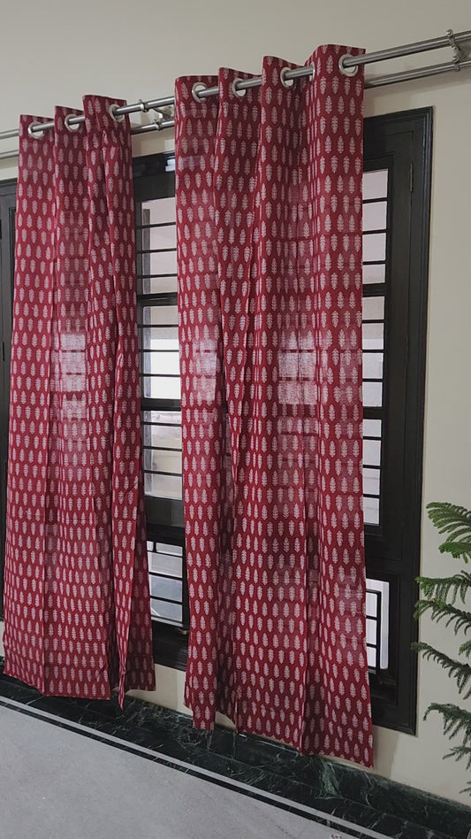 Hand block printed curtain_red1