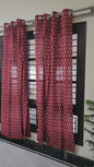 Hand block printed curtain_red1