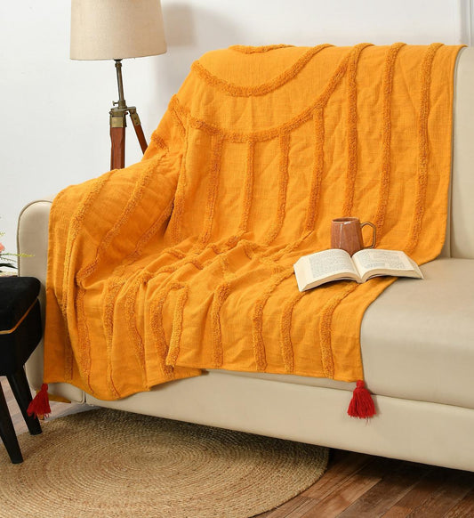 Tufted Sofa Throw - Orange2